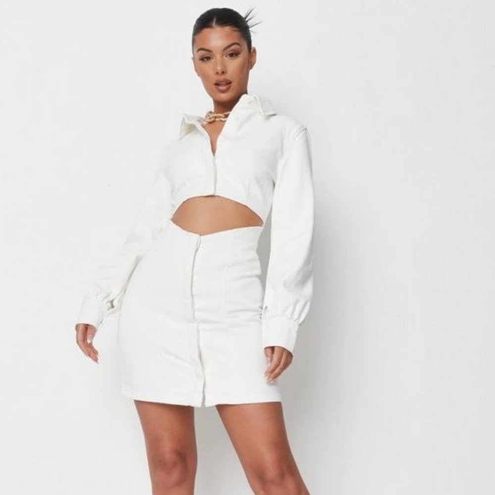 NWT white cut out denim dress